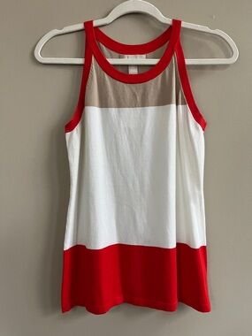 Banana Republic sleeveless white red tan color-block sweater tank size medium